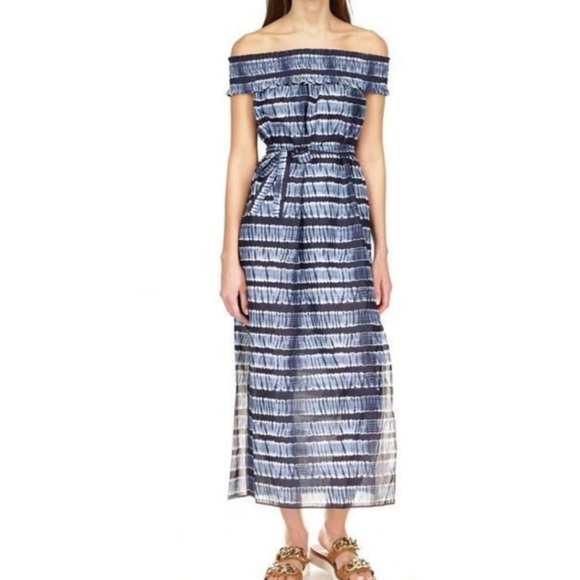 New Michael Kors Shibori Maxi Dress Off Shoulder - Picture 1 of 8